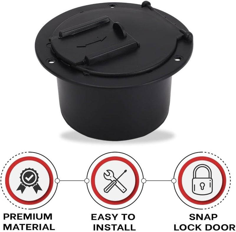 Chiffonade 2Pcs RV Round Electric Cable Hatches for 50 Amp Cords Durable Power Cord Covers with Screws, Black - Image 4